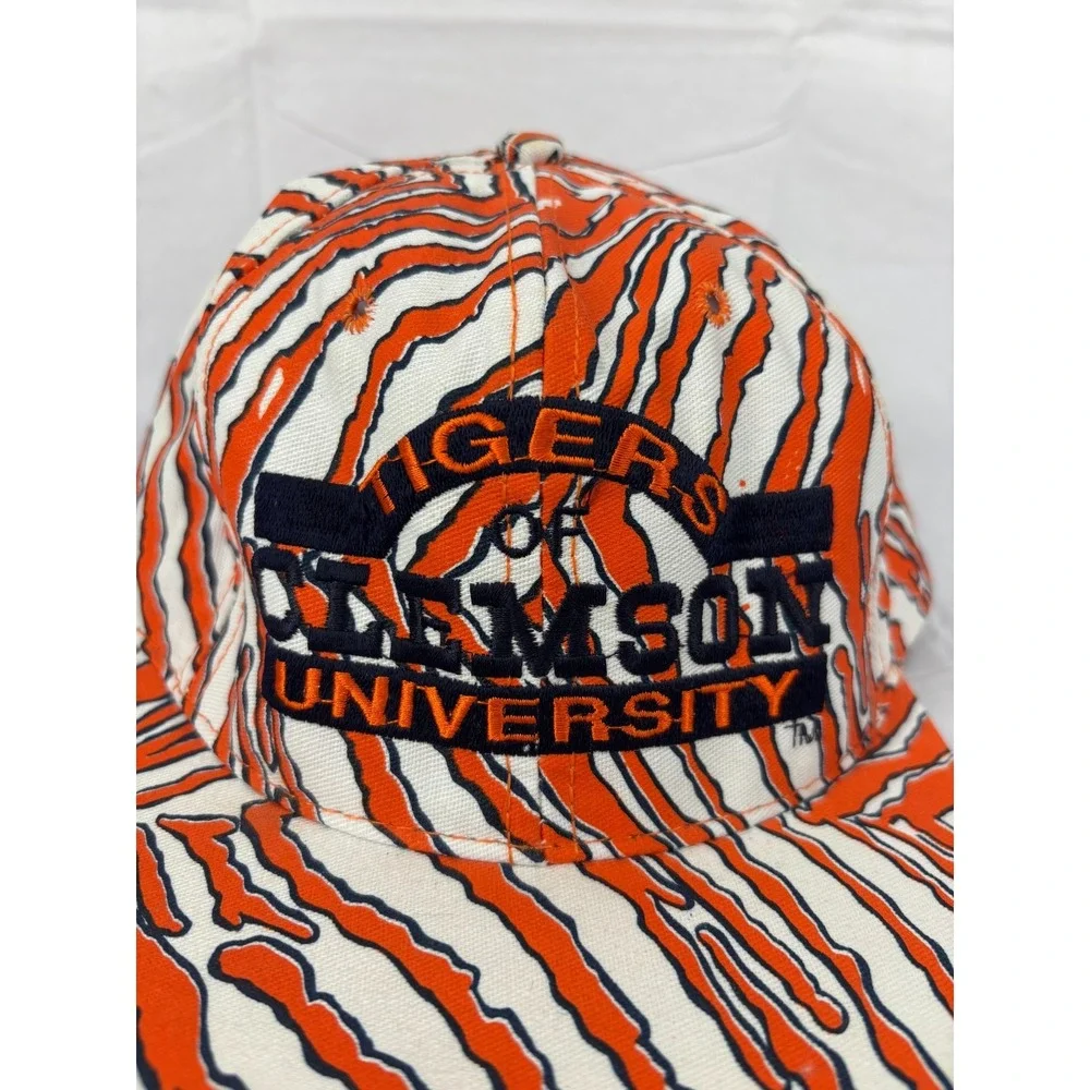 Clemson Tigers University Snapback Hat Cap Mens Orange White Zebra Vintage